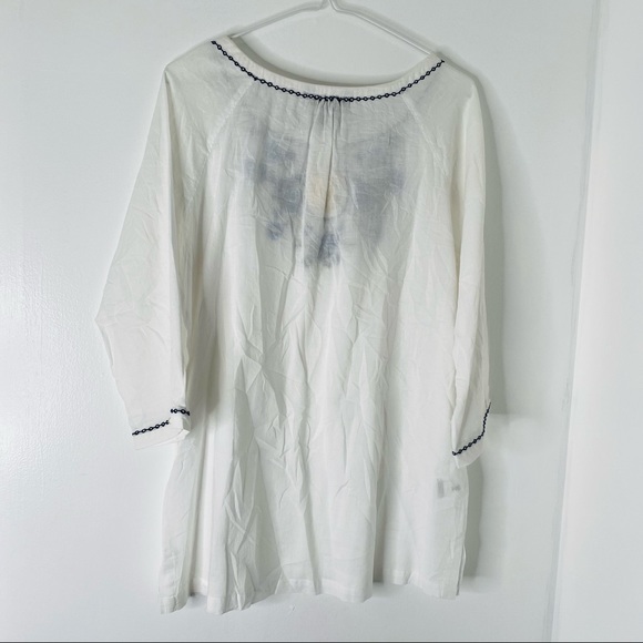 Eddie Bauer White Blue Embroidered Tunic, L - Picture 5 of 7